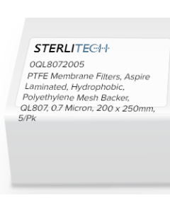 PTFE Membrane Filters, Aspire Laminated, Hydrophobic, Polyethylene Mesh Backer, QL807, 0.7 Micron, 200 x 250mm, 5/Pk