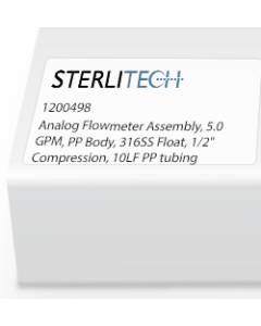 Analog Flowmeter Assembly, 5.0 GPM, PP Body, 316SS Float, 1/2" Compression, 10LF PP tubing