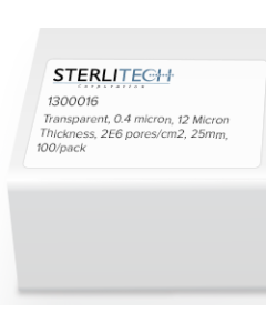 Polyester (PETE) Membrane Filters, Transparent, 0.4 um, 12 Um Thickness, 2E6 pores/cm2, 25mm, 100/pack