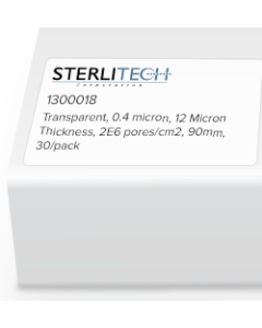 Polyester (PETE) Membrane Filters, Transparent, 0.4 micron, 12 Micron Thickness, 2E6 pores/cm2, 90mm, 30/pack