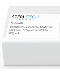 Polyester Membrane Filters, Transparent, 3.0um, 12um Thickness, 6E5 pores/cm2, 13mm, 100/pk