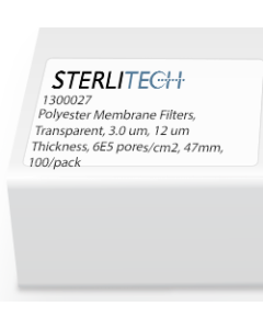 Polyester Membrane Filters, Transparent, 3.0 um, 12 um Thickness, 6E5 pores/cm2, 47mm, 100/pack