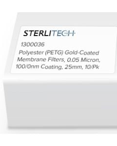Polyester (PETG) Gold-Coated Membrane Filters, 0.05 Micron, 100/0nm Coating, 25mm, 10/Pk