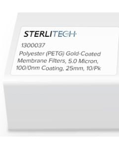 Polyester (PETG) Gold-Coated Membrane Filters, 5.0 Micron, 100/0nm Coating, 25mm, 10/Pk