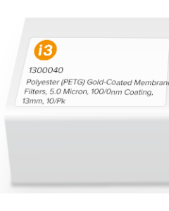 Polyester (PETG) Gold-Coated Membrane Filters, 5.0 Micron, 100/0nm Coating, 13mm, 10/Pk