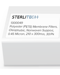 Polyester (PETE) Membrane Filters, Oleophobic, Nonwoven Support, 0.45 Micron, 210 x 300mm, 30/Pk