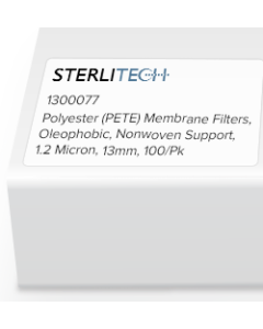Polyester (PETE) Membrane Filters, Oleophobic, Nonwoven Support, 1.2 Micron, 13mm, 100/Pk