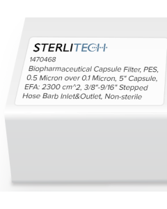 Biopharmaceutical Capsule Filter, PES, 0.5 Micron over 0.1 Micron, 5" Capsule, EFA: 2300 cm^2, 3/8"-9/16" Stepped Hose Barb Inlet&Outlet, Non-sterile