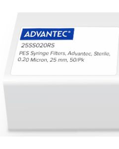 Polyethersulfone (PES) Syringe Filter, Advantec, Sterile, 0.20 Micron, 25mm, 50/Pk
