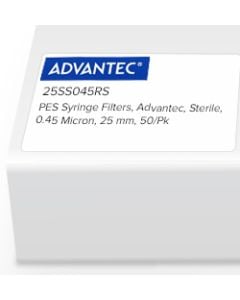 Polyethersulfone (PES) Syringe Filter, Advantec, Sterile, 0.45 Micron, 25mm, 50/Pk