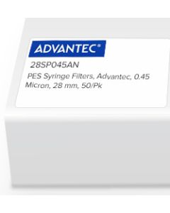 Polyethersulfone (PES) Syringe Filter, Advantec, 0.45 Micron, 28mm, 50/Pk