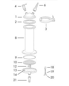 Outlet adapter (NPTF to hose barb), KST 47 (47mm), Filter Holder with Reservoir
