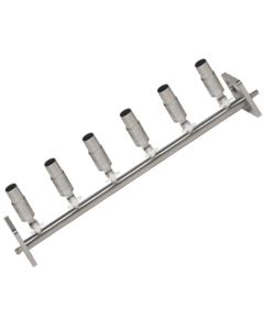 Stainless Steel Vacuum Manifold, 6-Position, Exterior Taper Cup, 2-Way Valve, KM6N XT/2