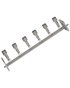 Stainless Steel Vacuum Manifold, 6-Position, Standard Cup, 3-Way Valve, KM6NV