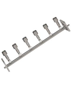 Stainless Steel Vacuum Sterility Test Manifold, 6-Position, Standard Cup, 3-Way Valve, KM6