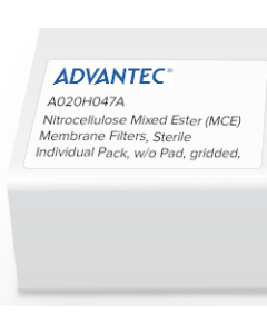 Nitrocellulose Mixed Ester (MCE) Membrane Filters, Advantec, Sterile Individual Pack, w/o Pad, gridded, 0.22 Micron, 47mm, 100/PK