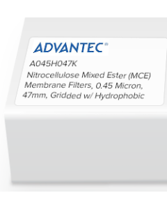 Nitrocellulose Mixed Esters (MCE) Membrane Filters, Advantec, 0.45 Micron, 47mm, gridded, with hydrophobic edge, sterile, w/o pad, 100/Pk