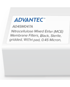 Nitrocellulose Mixed Ester (MCE) Membrane Filters, Advantec, Black, Sterile, gridded, WITH pad, 0.45 Micron, 47mm, 100/Pk