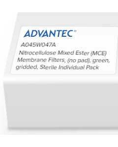 Nitrocellulose Mixed Ester (MCE) Membrane Filters, Advantec, (no pad), green, gridded, Sterile Individual Pack  0.45 Micron, 47mm, 100/Pk