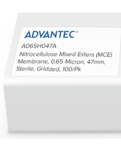 Nitrocellulose Mixed Esters (MCE) Membrane, Advantec, 0.65 Micron, 47mm, Sterile, Gridded, 100/Pk