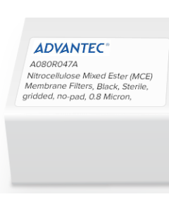 Nitrocellulose Mixed Ester (MCE) Membrane Filters, Advantec, Black, Sterile, gridded, no-pad, 0.8 Micron, 47mm, 100/Pk