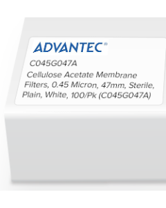 Cellulose Acetate Membrane Filters, 0.45 Micron, 47mm, Sterile, Plain, White, 100/Pk