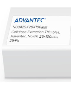 Cellulose Extraction Thimbles, Advantec, No.84, 29 X 100mm OD, 25/Pk