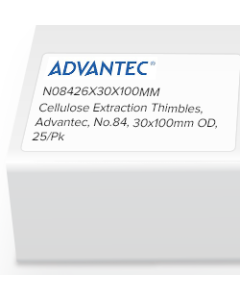Cellulose Extraction Thimbles, Advantec, No.84, 30 x 100mm OD, 25/Pk