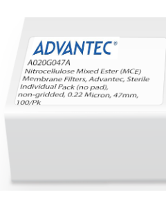 Nitrocellulose Mixed Ester (MCE) Membrane Filters, Advantec, Sterile Individual Pack (no pad), non-gridded, 0.22 Micron, 47mm, 100/Pk