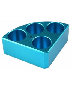 Blue quarter reaction block, 4 holes 30 ml reaction vessel 28mm dia x 30mm depth