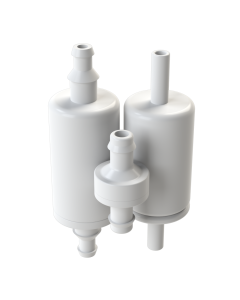 Polypropylene Media Capsule Filter, 0.2 Micron Nominal, 1/4"-1/2" Hose Barb Inlet&Outlet, EFA: 0.8sqft, OAL: 5.0in