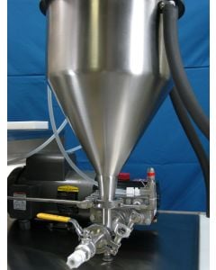 Conical Feed Tank, 5.0 Gallon (19 liter) Stainless Steel, includes Stainless Steel Lid and "T" fitting for assembly to pump