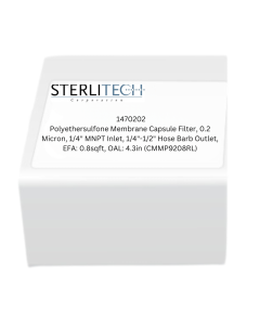 Polyethersulfone Membrane Capsule Filter, 0.2 Micron, 1/4" MNPT Inlet, 1/4"-1/2" Hose Barb Outlet, EFA: 0.8sqft, OAL: 4.3in (CMMP9208RL)
