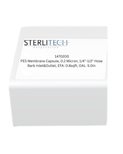 PES Membrane Capsule, 0.2 Micron, 1/4"-1/2" Hose Barb Inlet&Outlet, EFA: 0.8sqft, OAL: 5.0in