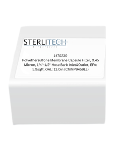 Polyethersulfone Membrane Capsule Filter, 0.45 Micron, 1/4"-1/2" Hose Barb Inlet&Outlet, EFA: 5.9sqft, OAL: 13.0in (CMMP9459LL)