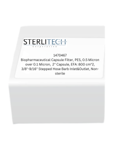 Biopharmaceutical Capsule Filter, PES, 0.5 Micron over 0.1 Micron,  2" Capsule, EFA: 800 cm^2, 3/8"-9/16" Stepped Hose Barb Inlet&Outlet, Non-sterile