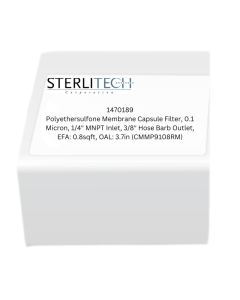 Polyethersulfone Membrane Capsule Filter, 0.1 Micron, 1/4" MNPT Inlet, 3/8" Hose Barb Outlet, EFA: 0.8sqft, OAL: 3.7in (CMMP9108RM)