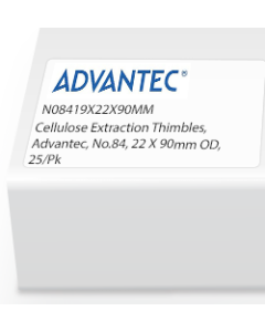 Cellulose Extraction Thimbles, Advantec, No.84, 22 X 90mm OD, 25/Pk
