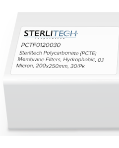 Polycarbonate (PCTE) Membrane Filters, PVP-Free, 0.1 Micron, 200 x 250mm, 30/Pk