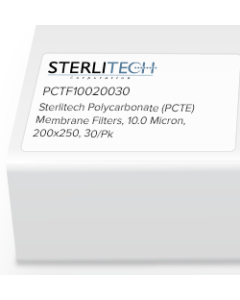 Polycarbonate (PCTE) Membrane Filters, PVP-Free, 10.0 Micron, 200 x 250mm, 30/Pk