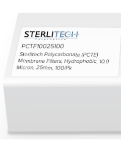 Polycarbonate (PCTE) Membrane Filters, PVP-Free, 10.0 Micron, 25mm, 100/Pk
