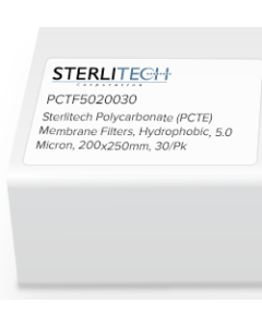 Polycarbonate (PCTE) Membrane Filters, PVP-Free, 5.0 Micron, 200 x 250mm, 30/Pk