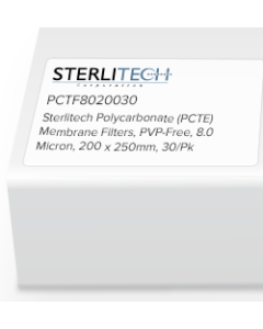 Polycarbonate (PCTE) Membrane Filters, PVP-Free, 8.0 Micron, 200 x 250mm, 30/Pk