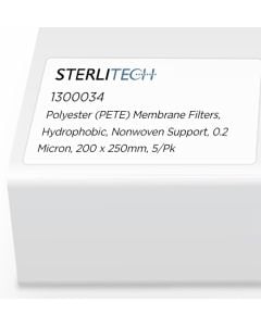 Polyester (PETE) Membrane Filters, Hydrophobic, Nonwoven Support, 0.2 Micron, 200 x 250mm, 5/Pk