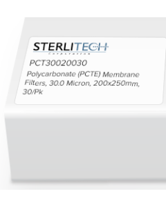 Polycarbonate (PCTE) Membrane Filters, 1E4 Density, 30.0 Micron, 200 x 250mm, 30/Pk