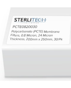 Polycarbonate (PCTE) Membrane Filters, 0.8 Micron, 24 Micron Thickness, 200 x 250mm, 30/Pk