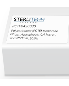 Polycarbonate (PCTE) Membrane Filters, PVP-Free, 0.4 Micron, 200 x 250mm, 30/Pk