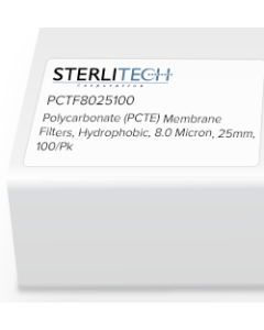 Polycarbonate (PCTE) Membrane Filters, PVP-Free, 8.0 Micron, 25mm, 100/Pk