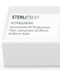 Polycarbonate (PCTE) Membrane Filters, PVP-Free, 8.0 Micron, 25 x 80mm, 50/Pk