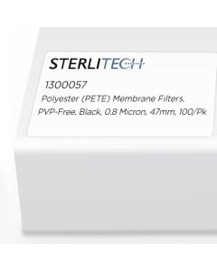 Polyester (PETE) Membrane Filters, PVP-Free, Black, 0.8 Micron, 47mm, 100/Pk